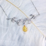 14k Gold 0.32 Ctw Natural Yellow Diamond & Diamond Necklace