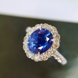 14k Gold 3.19 Ctw Vivid Blue Natural Sapphire & Diamond Ring/pendant