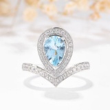 14k Gold 1.86 Ctw Natural Aquamarine & Diamond Ring