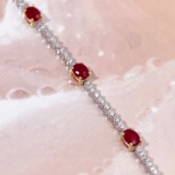 14k Gold 1.55 Ctw Natural Ruby & Diamond Bracelet