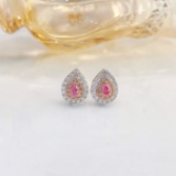 14k Gold 0.50 Ctw Natural Pink Diamond & Diamond Earrings