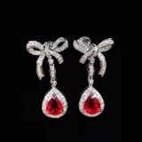 14k Gold 1.60 Ctw Natural Ruby & Diamond Earrings