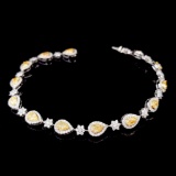 14k Gold 3.39 Ctw Natural Yellow Diamond & Diamond Bracelet