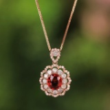 14k Gold 0.78 Ct Vivid Red Natural Ruby & Diamond Pendant