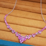 14k Gold 11.03 Ctw Natural Padparadscha Sapphire & Diamond Necklace