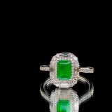 14k Gold 1.70 Ctw Vivid Green Natural Emerald & Diamond Ring/pendant