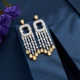 14k Gold 3.90 Ctw Natural Yellow Diamond & Diamond Earrings