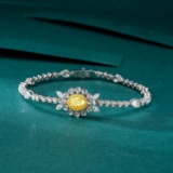 14k Gold 3.13 Ctw Natural Yellow Diamond & Diamond Bracelet
