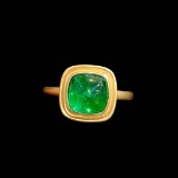 14k Gold 1.38 Ct Vivid Green Natural Emerald Ring