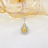 14k Gold 1.01 Ctw Natural Yellow Diamond & Diamond Pendant