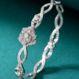 14k Gold 1.96 Ctw Natural H Diamond Bangle
