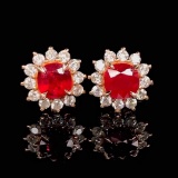 14k Gold 1.68 Ctw Natural Ruby & Diamond Earrings
