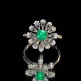 14k Gold 1.22 Ctw Intense Green Natural Emerald & Diamond Ring/pendant