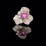 14k Gold 2.81 Ctw Natural Padparadscha Sapphire & Diamond Ring/pendant