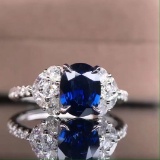 14k Gold 1.62 Ctw Natural Sapphire & Diamond Ring