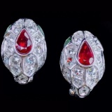 14k Gold 1.63 Ctw Natural Ruby & Diamond Earrings
