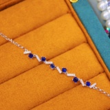 14k Gold 1.18 Ctw Vivid Blue Natural Sapphire & Diamond Bracelet