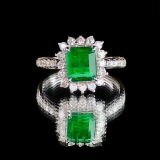 14k Gold 1.61 Ctw Vivid Green Natural Emerald & Diamond Ring/pendant