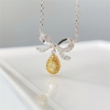 14k Gold 0.20 Ctw Natural Yellow Diamond & Diamond Necklace