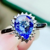 14k Gold 3.5 Ct Natural Tanzanite & Diamond Ring