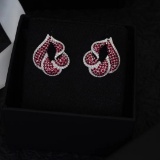 14k Gold 2.42 Ctw Vivid Red Natural Ruby & Diamond Earrings