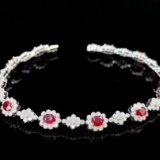 14k Gold 3.67 Ctw Natural Ruby & Diamond Bracelet