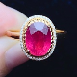 14k Gold 2.15 Ct Natural Tourmaline & Diamond Ring