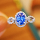 14k Gold 1.41 Ctw Natural Sapphire & Diamond Ring