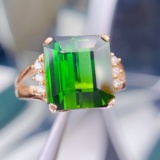 14k Gold 7.9 Ct Natural Tourmaline & Diamond Ring