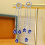 14k Gold 2.54 Ctw Natural Sapphire & Diamond Earrings
