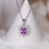 14k Gold 1.37 Ctw Natural Sapphire & Diamond Pendant