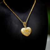 14k Gold 0.20 Ctw Natural Yellow Diamond & Diamond Necklace