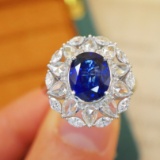 14k Gold 2.75 Ctw Vivid Blue Natural Sapphire & Diamond Ring/pendant
