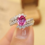 14k Gold 1.41 Ctw Natural Padparadscha Sapphire & Diamond Ring