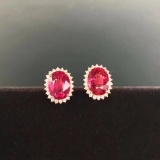 14k Gold 5.83 Ctw Natural Tourmaline & Diamond Earrings