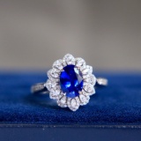 14k Gold 2.42 Ctw Natural Sapphire & Diamond Ring/pendant