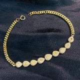 14k Gold 1.97 Ctw Natural Yellow Diamond & Diamond Bracelet