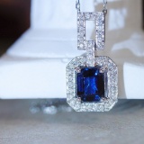 14k Gold 1.24 Ctw Natural Sapphire & Diamond Necklace