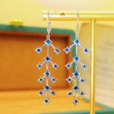 14k Gold 5.63 Ctw Natural Sapphire & Diamond Earrings