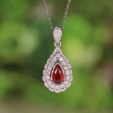 14k Gold 1.94 Ctw Vivid Red Natural Ruby & Diamond Pendant