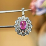 14k Gold 1.28 Ctw Natural Sapphire & Diamond Pendant