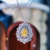 14k Gold 1.28 Ctw Natural Yellow Diamond & Diamond Necklace