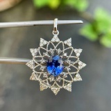 14k Gold 2.60 Ctw Natural Sapphire & Diamond Pendant