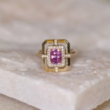 14k Gold 1.45 Ctw Natural Sapphire & Diamond Ring