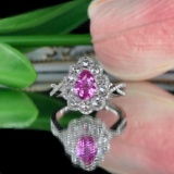 14k Gold 1.82 Ctw Natural Padparadscha Sapphire & Diamond Ring/pendant