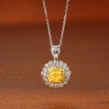 14k Gold 1.09 Ctw Natural Yellow Diamond & Diamond Necklace