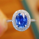 14k Gold 1.63 Ctw Natural Sapphire & Diamond Ring