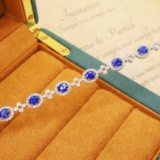 14k Gold 3.80 Ctw Natural Sapphire & Diamond Bracelet