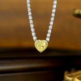 14k Gold 2.43 Ctw Natural Yellow Diamond & Diamond Necklace