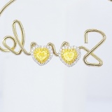 14k Gold 0.74 Ctw Natural Yellow Diamond & Diamond Earrings